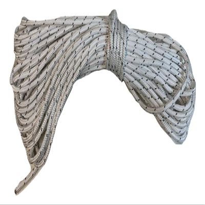 5/16 Inch Double Braid Polyester Rope, White with Black Tracer (100)