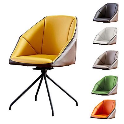 CGF-Barstools Side Chair Faux Leather Dining Chair with Black Metal Feet and Comfortable Backrest, PU Leather, Swivel Lounger Chair, Suitable for Bedroom, Kitchen, Dining Room 6 Colors