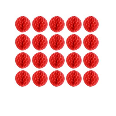 20pcs Honeycomb Decoration - Paper Flower Balls, Tissue Pom Poms for Birthday Wedding Home Decor (3inch, Red)