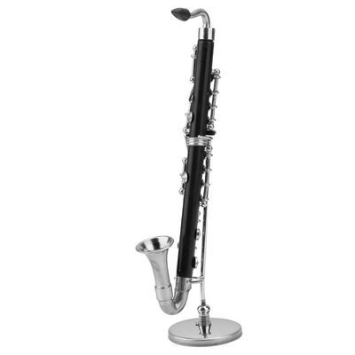 Miniature Bass Clarinet, Black Clarinet Ornament for Dollhouse Music Room Decoration with Case