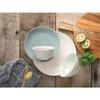 16 Piece All Seasons Farmhouse Casual Solid Textured Pattern Stoneware Dinnerware Sets, Modern & Contemporary Rustic Charm Multi Colored White Seafoam Blue Plates and Bowls Sets view 1