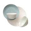16 Piece All Seasons Farmhouse Casual Solid Textured Pattern Stoneware Dinnerware Sets, Modern & Contemporary Rustic Charm Multi Colored White Seafoam Blue Plates and Bowls Sets view 4