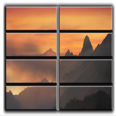 8 Huge Piece Sunset Mountains Wall Art Decor Picture Painting Poster Print on Canvas Panels Pieces - Creative Theme Wall Decoration Set - Sunset Wall Picture for Creative Space 70 by 100 in