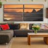 8 Huge Piece Sunset Mountains Wall Art Decor Picture Painting Poster Print on Canvas Panels Pieces - Creative Theme Wall Decoration Set - Sunset Wall Picture for Creative Space 70 by 100 in view 3
