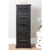 Black Storage 5-Drawer Cabinet Transitional Pine Wood Drawers view 1