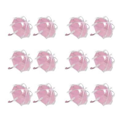 Amosfun Wedding Favor Candy Boxes Umbrella Shape Plastic Candy Boxes for Wedding Baby Shower Birthday Party Packaging Craft 12PCS Pink