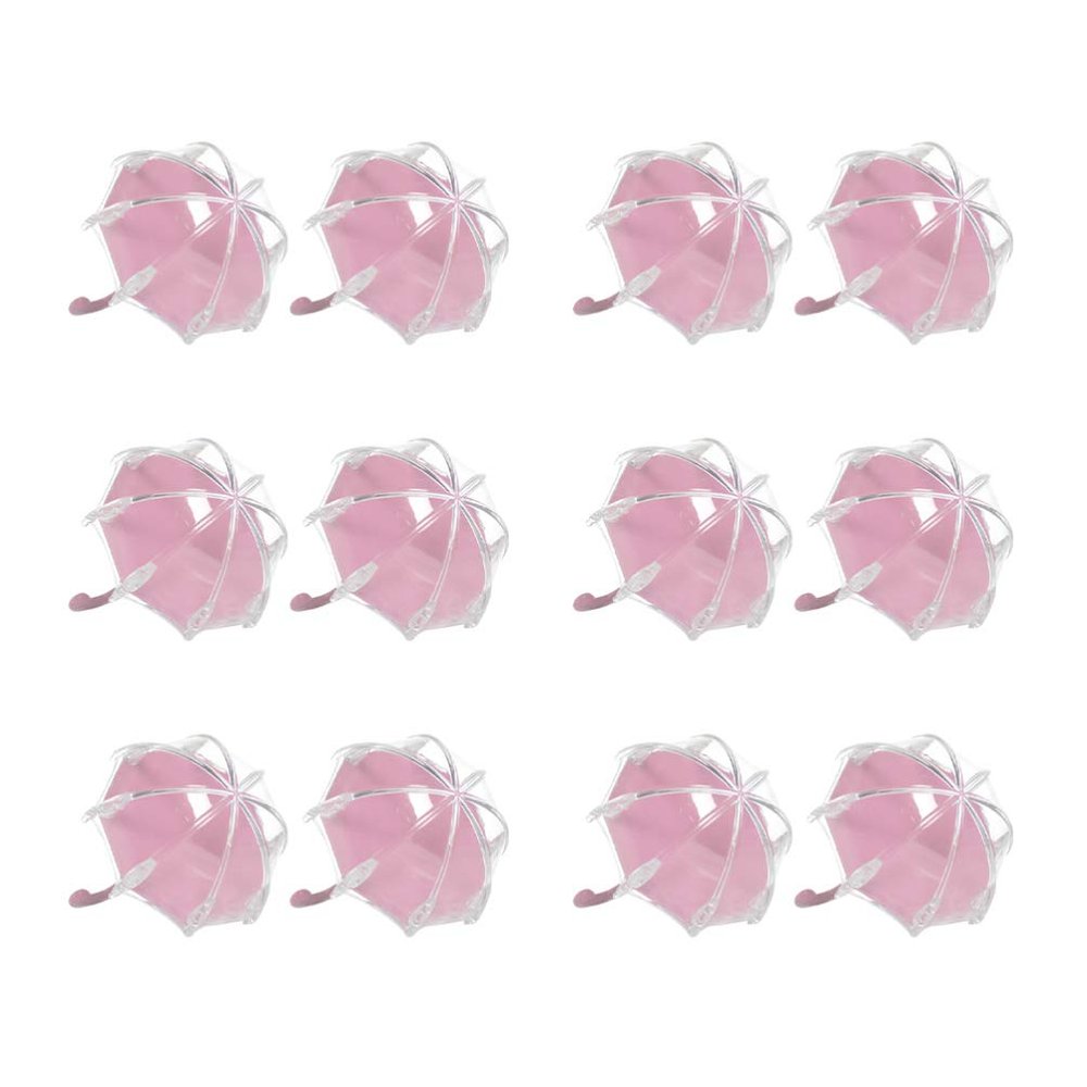 Amosfun Wedding Favor Candy Boxes Umbrella Shape Plastic Candy Boxes for Wedding Baby Shower Birthday Party Packaging Craft 12PCS Pink