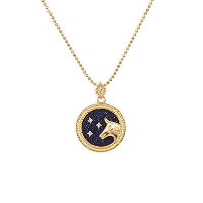 Bansriracha 925 Sterling Silver Zodiac Sign Pendant Charm Necklace Gold Coin Horoscope Zodiac Pendants Necklaces