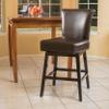 28-inch Bonded Leather Swivel Counter Stool Brown Transitional Wood view 1