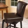 28-inch Bonded Leather Swivel Counter Stool Brown Transitional Wood view 4