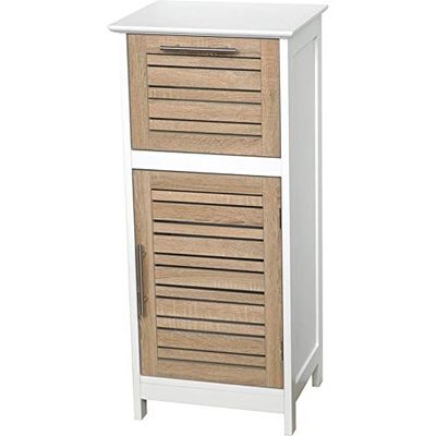 Bathroom Free Standing Storage Floor Cabinet Oak Brown Modern Contemporary MDF Finish Includes Hardware