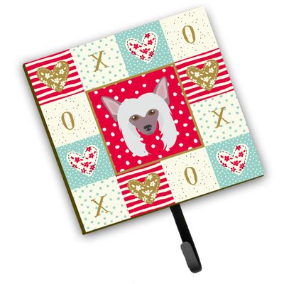 Caroline's Treasures CK5191SH4 Chinese Crested Love Leash or Key Holder, Red, Wall Hooks, Key Hooks Holder, Coat Rack Wall Mount, Coat Hooks, Hooks for Hanging Keys, Towels, Aprons, Leashes,