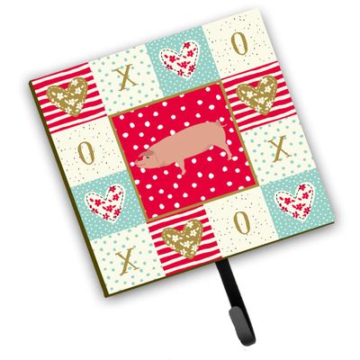 Caroline's Treasures CK5359SH4 American Landrace Pig Love Leash or Key Holder, Red, Wall Hooks, Key Hooks Holder, Coat Rack Wall Mount, Coat Hooks, Hooks for Hanging Keys, Towels, Aprons, Leashes,
