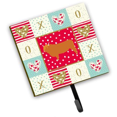Caroline's Treasures CK5247SH4 Highland Cow Love Leash or Key Holder, Red, Wall Hooks, Key Hooks Holder, Coat Rack Wall Mount, Coat Hooks, Hooks for Hanging Keys, Towels, Aprons, Leashes,