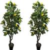AMERIQUE Pair 4 Feet Gorgeous & Lifelike Six-Branch Artificial Trees with Various Size Lemon Fruits, with Nursery Pot, Real Touch Tech, 48", Yellow and Green, 4 Count view 1