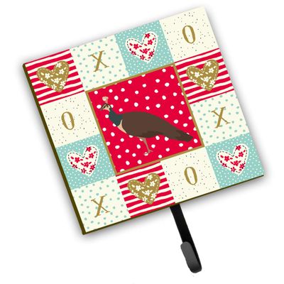 Caroline's Treasures CK5354SH4 Indian Peahen Peafowl Love Leash or Key Holder, Red, Wall Hooks, Key Hooks Holder, Coat Rack Wall Mount, Coat Hooks, Hooks for Hanging Keys, Towels, Aprons, Leashes,