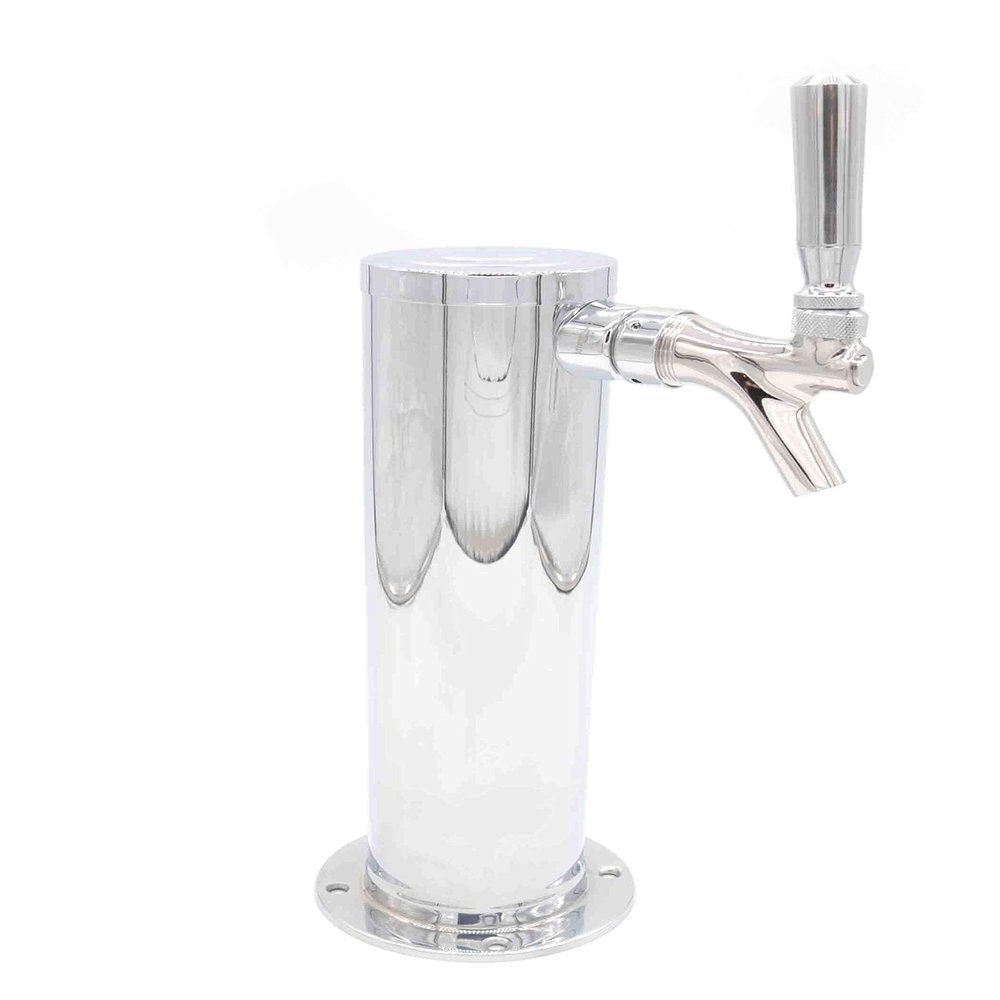 K&B Single Faucet Beer Faucet Kegerator Tower (Customizable) (Edge Style Faucet (Stainless Steel), Stainless Steel Tap Handle)