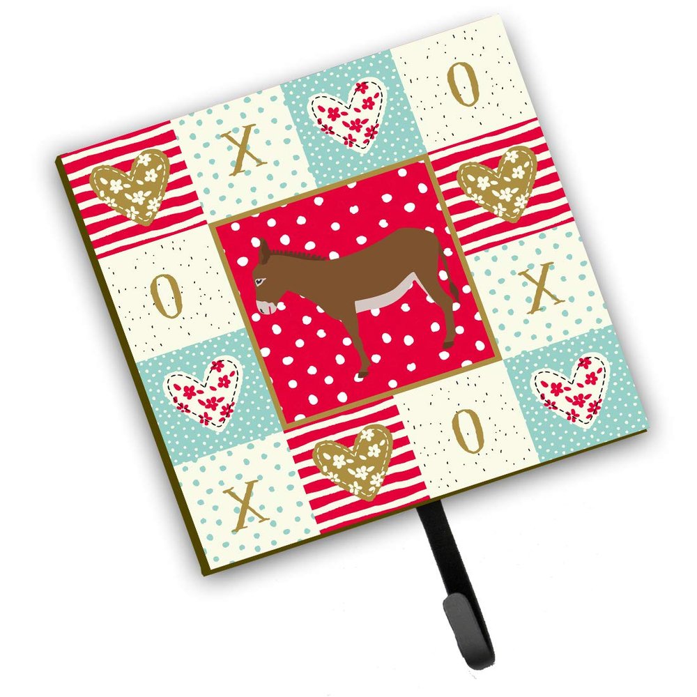 Caroline's Treasures CK5276SH4 Cotentin Donkey Love Leash or Key Holder, Red, Wall Hooks, Key Hooks Holder, Coat Rack Wall Mount, Coat Hooks, Hooks for Hanging Keys, Towels, Aprons, Leashes,