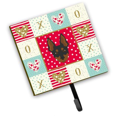 Caroline's Treasures CK5198SH4 English Toy Terrier Love Leash or Key Holder, Red, Wall Hooks, Key Hooks Holder, Coat Rack Wall Mount, Coat Hooks, Hooks for Hanging Keys, Towels, Aprons, Leashes,