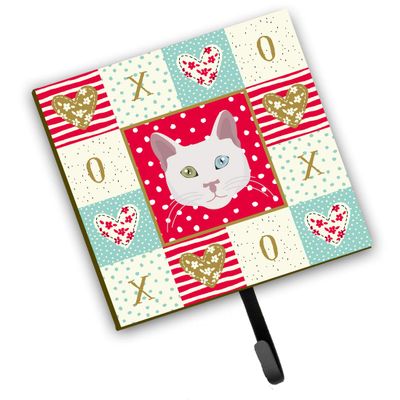 Caroline's Treasures CK5123SH4 Khao Manee Cat Love Leash or Key Holder, Red, Wall Hooks, Key Hooks Holder, Coat Rack Wall Mount, Coat Hooks, Hooks for Hanging Keys, Towels, Aprons, Leashes,