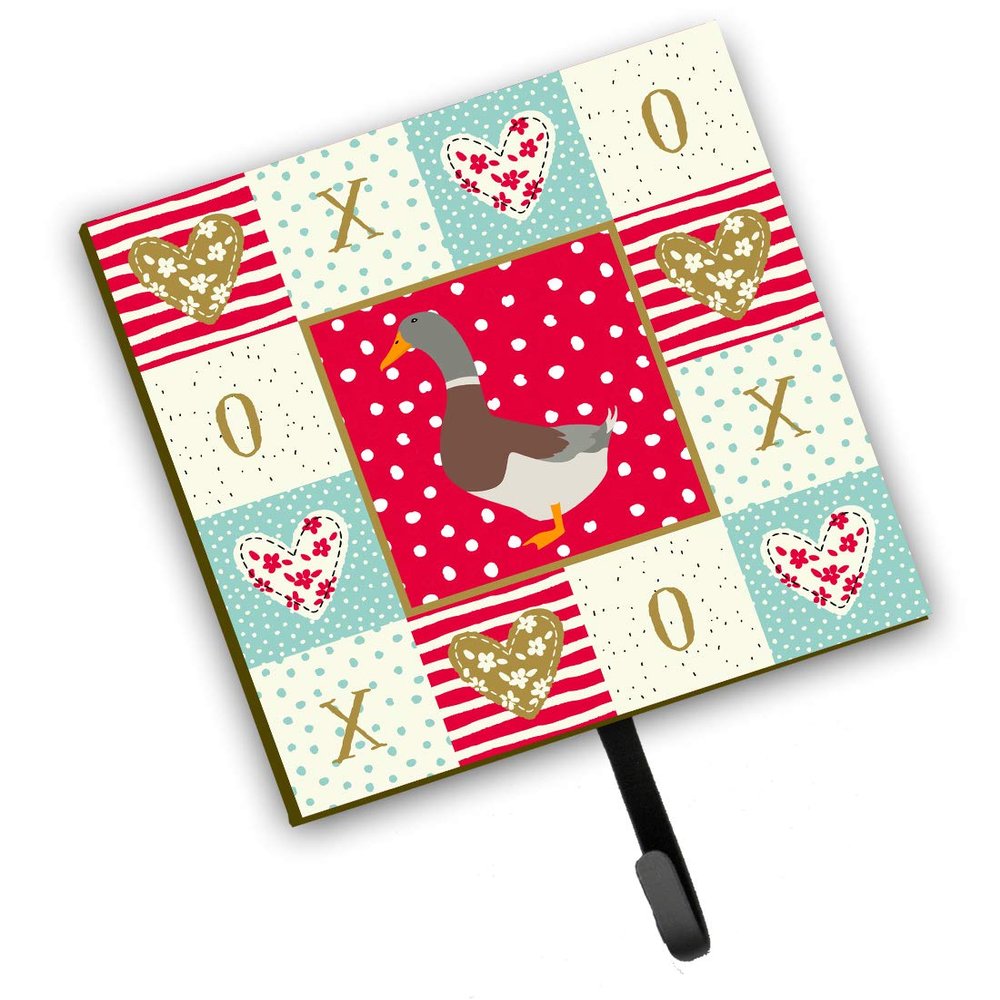 Caroline's Treasures CK5290SH4 Saxony Sachsenente Duck Love Leash or Key Holder, Red, Wall Hooks, Key Hooks Holder, Coat Rack Wall Mount, Coat Hooks, Hooks for Hanging Keys, Towels, Aprons, Leashes,