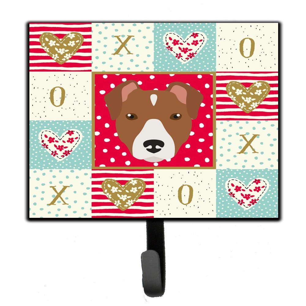 Caroline's Treasures CK5232SH4 Rat Terrier Love Leash or Key Holder, Red, Wall Hooks, Key Hooks Holder, Coat Rack Wall Mount, Coat Hooks, Hooks for Hanging Keys, Towels, Aprons, Leashes,