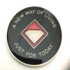28 Year NA Burgundy, Red, Gold Tri Plate Medallion -Chip, Coin, Token view 2