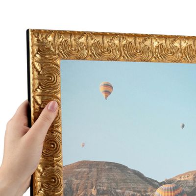 ArtToFrames 17x18 Inch Gold Picture Frame, This 1.75 Inch Custom Wood Poster Frame is 1.75" Wide - Gold and Black - Comes with Economy Acrylic and Corrugated Backing (2WOMD11241-17x18)