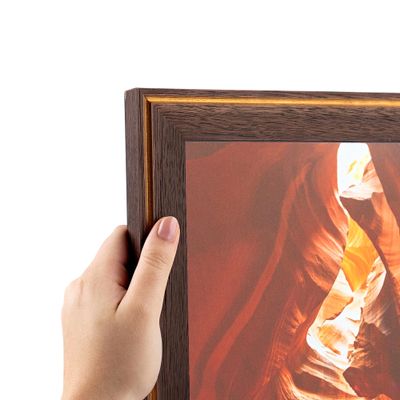 ArtToFrames 23x34 Inch Brown Picture Frame, This 1.25 Inch Custom Wood Poster Frame is Contrast Walnut - Comes with Economy Acrylic and Corrugated Backing (2WOMD11221-23x34)