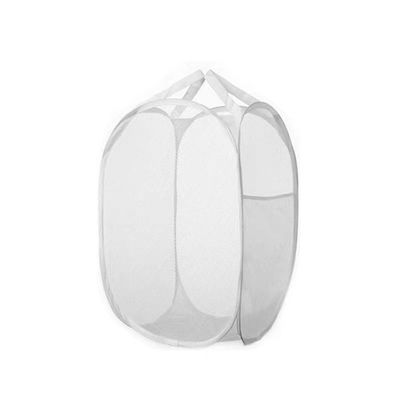 Jkhome Square Pop Up Laundry Mesh Hamper Collapsible Dirty Clothes Sorter Basket Bag Home, Foldable, Mesh, Durable Handles, Holds 2 Loads (1, White)
