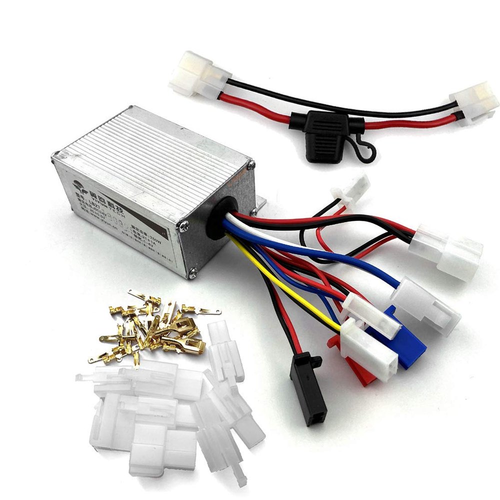 L-faster 24V 250W Electric Bike Brush Motor Controller with Fuse Box and 20A Fuses Comes with Matched Connectors