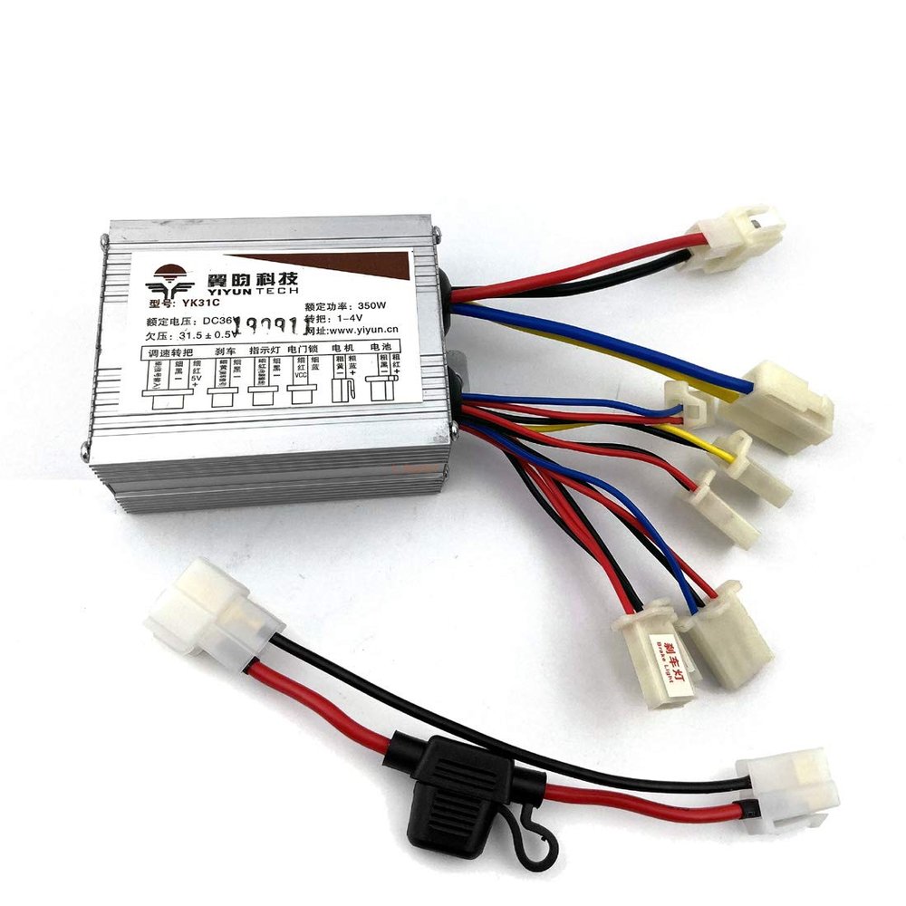 L-faster 350W Brushed Controller with 25A Fuse Base for Electric Bicycle Motor with Carbon Brushes (24V)
