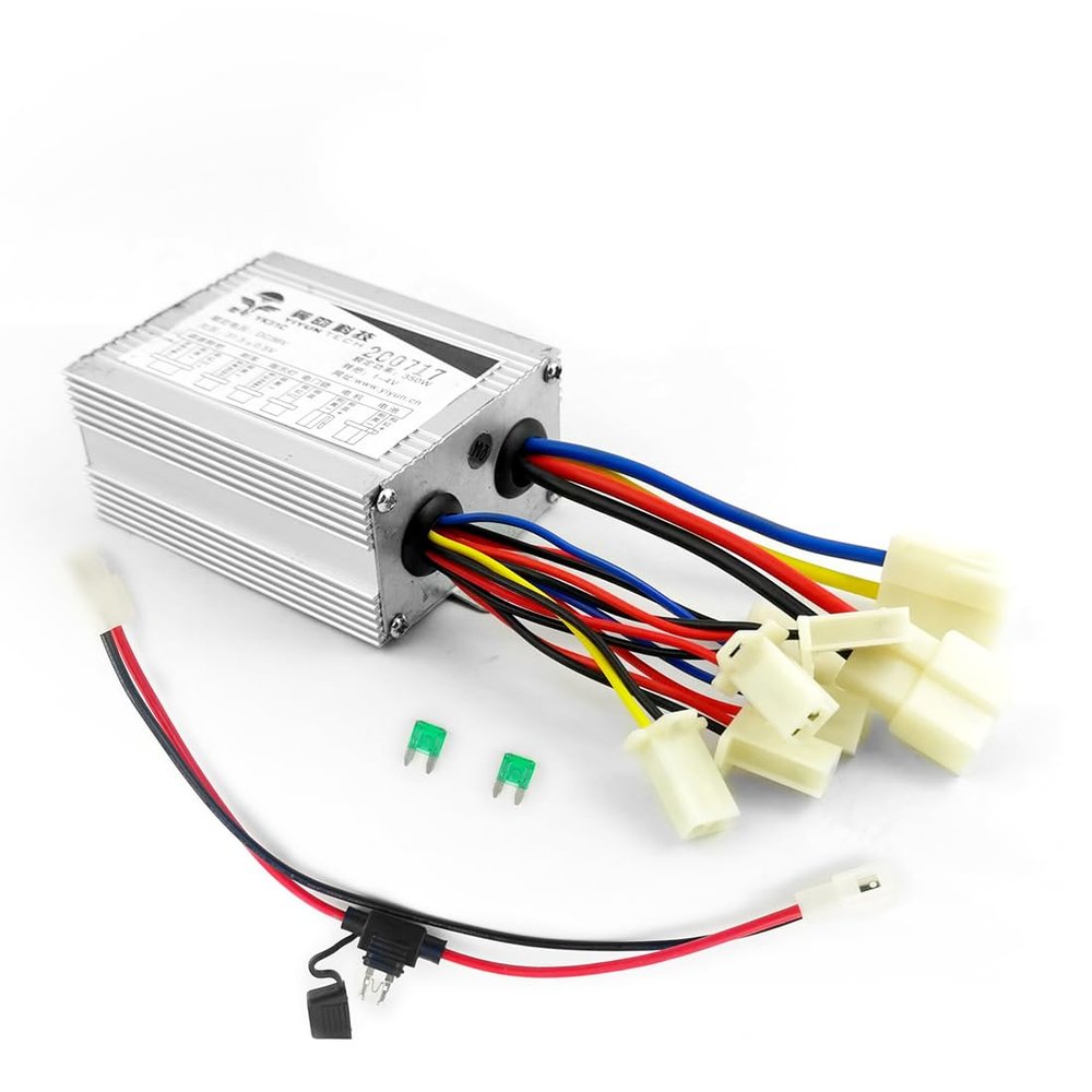 L-faster 350W Brushed Controller with 25A Fuse Base for Electric Bicycle Motor with Carbon Brushes (36V)