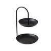 Besttimes Two Tired Makeup Jewelry Organizer Tray Bathroom Home Decorative Metal Vanity Tray(Black) view 1