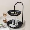 Besttimes Two Tired Makeup Jewelry Organizer Tray Bathroom Home Decorative Metal Vanity Tray(Black) view 3