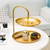 Besttimes Decorative 2 Tire Cosmetic Storage Tray Makeup Organizer Multi-Function Metal Storage Jewelry Organizer (Gold) view 4