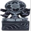 Goddess Saraswati with Lotus Aureole - Stone Statue from South India (Mahabalipuram) view 3