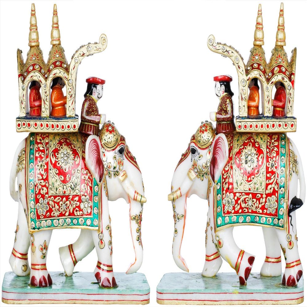 Exotic India Pair of Royal Elephant Palki, Multicolor