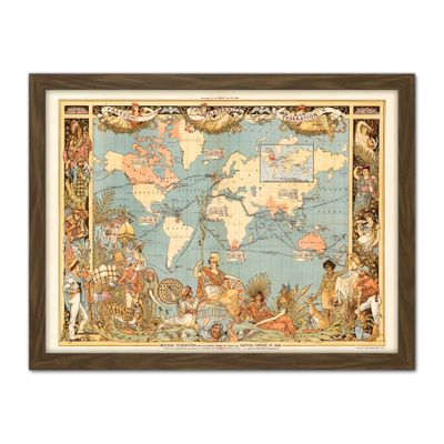 Artery8 Map Colomb 1886 Extent British Empire Artwork Framed Wall Art Print 18X24 Inch