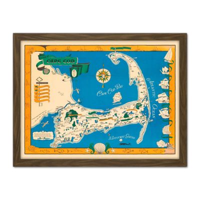 Artery8 Map Paige 1940 Cape Cod Massachusetts Artwork Framed Wall Art Print 18X24 Inch