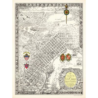 Artery8 Map Curtis 1930 Creole City New Orleans Extra Large XL Wall Art Poster Print