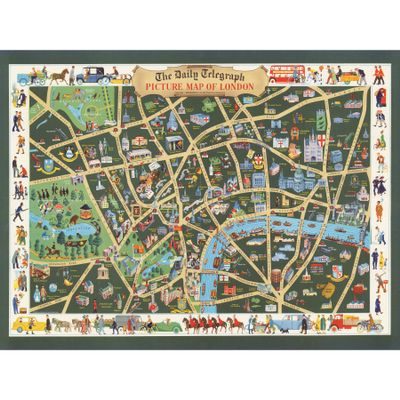 Artery8 1950 Pictorial Map Picture Map If London Large XL Wall Art Canvas Print