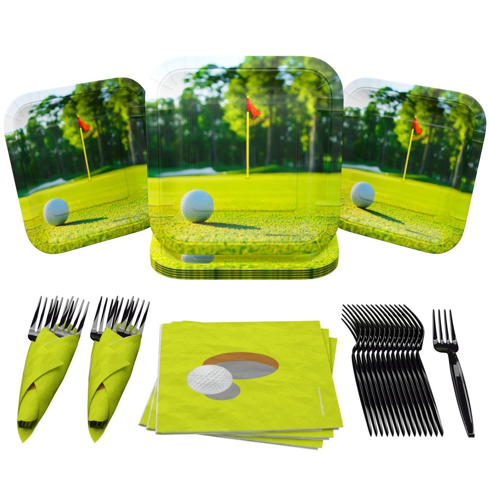 Blue Orchards Golf Party Pack (60 Pieces) - Value Decorations for 16 Guests, Sports Themed Birthday, Golf Ball Plates, Napkins & Themed Party Supplies