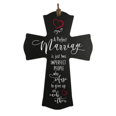 LifeSong Milestones Wedding Anniversary for Husband Wife - New Couple Home Wall Cross For Wedding Day Celebration - 8.5 x 11 A Perfect Marriage (Black)