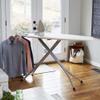 Household Essentials Wide Mega Ironing Board 4-Leg, Steel Top Pressing Station, Heat-Resistant Fiber Pad and Cotton Cover, Includes Sleeve Board and Iron Rest with Hanger Bar, Silver Frame view 2