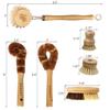 Ecozoi Bamboo Dish Brush Set, 6 Piece for Vegetable, and Kitchen Dish Cleaning, Sisal & Coconut Fibers with Bamboo Handles, Kitchen Brushes for Dishes, Pots, Pans view 4