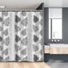 Ambesonne Geometric Stall Shower Curtain, Monochrome Style Floral Elements and Curly Stripes on Background, Fabric Bathroom Decor Set with Hooks, 54" W x 78" L, Pale Grey Charcoal Grey view 1