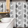 Ambesonne Geometric Stall Shower Curtain, Monochrome Style Floral Elements and Curly Stripes on Background, Fabric Bathroom Decor Set with Hooks, 54" W x 78" L, Pale Grey Charcoal Grey view 3