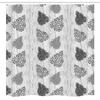 Ambesonne Geometric Stall Shower Curtain, Monochrome Style Floral Elements and Curly Stripes on Background, Fabric Bathroom Decor Set with Hooks, 54" W x 78" L, Pale Grey Charcoal Grey view 4
