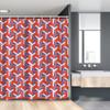 Ambesonne Geometric Stall Shower Curtain, Abstract Contemporary Illustration of Triangle Forms Pattern, Fabric Bathroom Decor Set with Hooks, 54" W x 78" L, Vermilion and Lavender Blue view 1